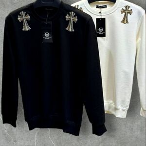 Philipp Plein designer sweatshirts featuring metallic cross embel